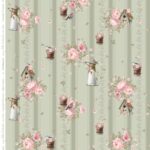 Tecido Flores E Jarra Verde